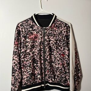 Pink and Black Patterned Bomber Jacket